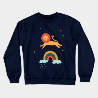 Lion Jump over a rainbow Crewneck Sweatshirt